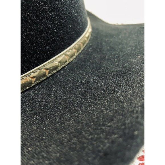 Vintage Black Western Cowboy Hat By Pigalle Somberos 6-7/8 Santo Nino Mexico - Picture 3 of 7